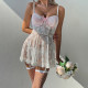 Lace Suspender Nightgown Semi Transparent Three Piece Set