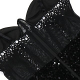 Velvet Sequin Party Dress Rhinestone Suspender Dress