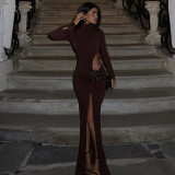 Side Slit Hip Hugging Long Skirt