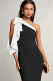 Off Shoulder High Waisted Fashionable Solid Color Dress