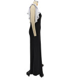 Off Shoulder High Waisted Fashionable Solid Color Dress