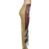 Mesh Printed Bag with High Hips and Waist Half Length Skirt