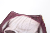 Mesh Printed Bag with High Hips and Waist Half Length Skirt
