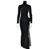 Side Slit Hip Hugging Long Skirt