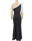 Off Shoulder High Waisted Fashionable Solid Color Dress
