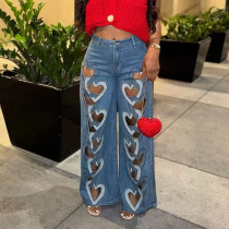 Jeans Hollowed Out Straight Leg Pants