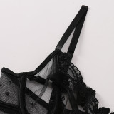 Embroidered Hanging Socks Shapewear Jumpsuit