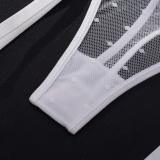 Embroidered Hanging Socks Shapewear Jumpsuit