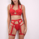 Sexy Lingerie Red Set with Zip Ties and Hollow Out