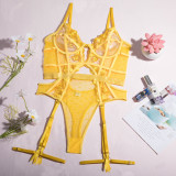 Embroidered Hanging Socks Shapewear Jumpsuit