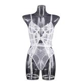 Embroidered Hanging Socks Shapewear Jumpsuit