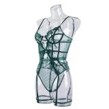 Embroidered Hanging Socks Shapewear Jumpsuit