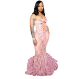 Mesh Strap Strapless Dress