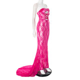 Mesh Strap Strapless Dress