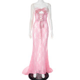 Mesh Strap Strapless Dress