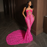 Mesh Strap Strapless Dress