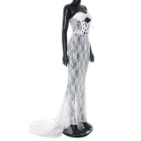 Mesh Strap Strapless Dress