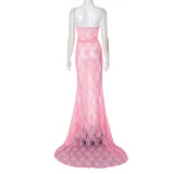 Mesh Strap Strapless Dress