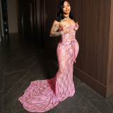 Mesh Strap Strapless Dress