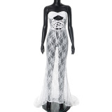 Mesh Strap Strapless Dress