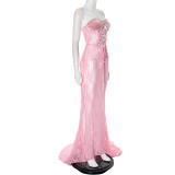 Mesh Strap Strapless Dress