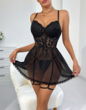 Three-piece Lace Patchwork Nightgown Set