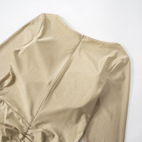 Tube Top Tight Long Sleeve Hip Lift Jumpsuit