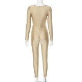 Tube Top Tight Long Sleeve Hip Lift Jumpsuit