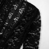 Lace See-through Zipper Nightclub Jumpsuit