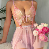 Lace Bow See-through Sexy Lingerie Set