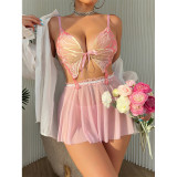 Lace Bow See-through Sexy Lingerie Set