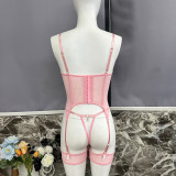 Sexy Lingerie Mesh Embroidery See-through Suit