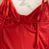 Sequined Underwire Push-up Glove Tying Three-piece Set