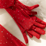 Sequined Underwire Push-up Glove Tying Three-piece Set