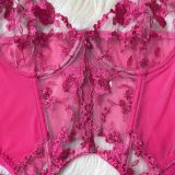 Sexy Lingerie Mesh Embroidery See-through Suit