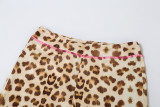 Printed Hooded Cardigan Top Leopard Print High-waisted Skinny Trousers Set