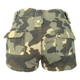 Pocket Camo Denim Shorts