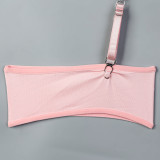 Metal Hollow Chain Halter Cross Sexy Bodysuit