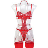 Metal Hollow Chain Halter Cross Sexy Bodysuit