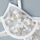 Metal Hollow Chain Halter Cross Sexy Bodysuit