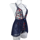 Lip Lace See-through Suspender Jumpsuit Two-piece Dress