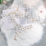 Pastoral Style Small Floral Steel Ring Two-piece Set