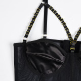 Mesh Spliced ​​back-breasted Halter Neck and Leg Ring Underwear