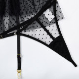 Three-piece Sexy Underwear Set with Chain and Polka Dots