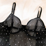 Sequined Underwire Push-up Gloves and Rope Three-piece Set