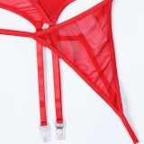 Flower Embroidered Cross Strap Sexy Lingerie Gift Set of Three