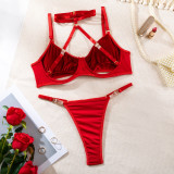 Erotic Underwear See-through Halter Neck Comfortable Garter Buckle Two-piece Set