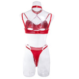 Erotic Underwear See-through Halter Neck Comfortable Garter Buckle Two-piece Set