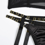 Mesh Spliced ​​back-breasted Halter Neck and Leg Ring Underwear