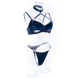 Erotic Underwear See-through Halter Neck Comfortable Garter Buckle Two-piece Set